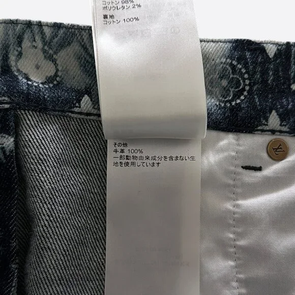 Louis Vuitton Blue Bleached Bandana Monogram Denim Shorts